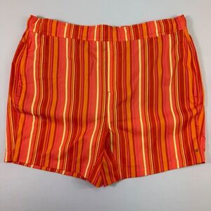 Mack Weldon Swim Shorts Mens XL Orange Striped Board Trunks Mesh Liner Stretch